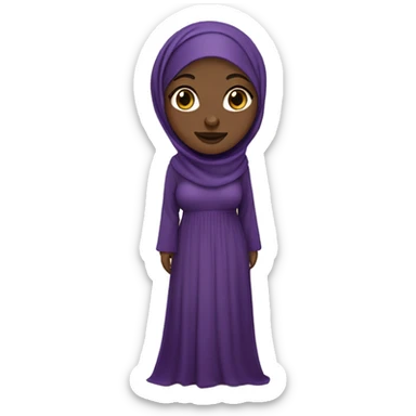 Photorealistic chubby African hijabi standing in beautiful purple abaya sticker