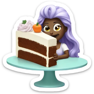 Ursula eating carrot cake  sticker