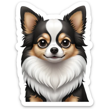 Black and white long hair chihuahua sticker