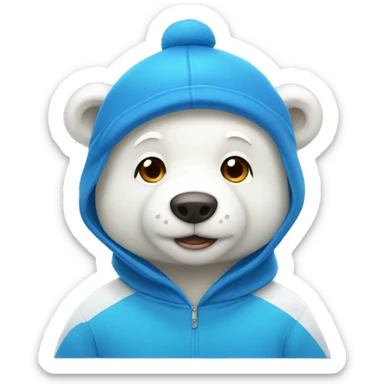White bear in a blue cap and blue sweatshirt sticker