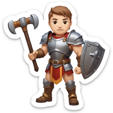 An emoji representing the "ironman challenge" for an Albion Online mmorpg character who crafts everything themselves the hard way, and does not buy or sell items in-game. Think of ironman marathons as a guiding principle. sticker
