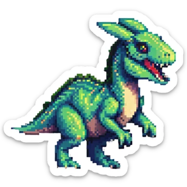 hybrid creature combining a bunny and a T-Rex in pixel art style sticker