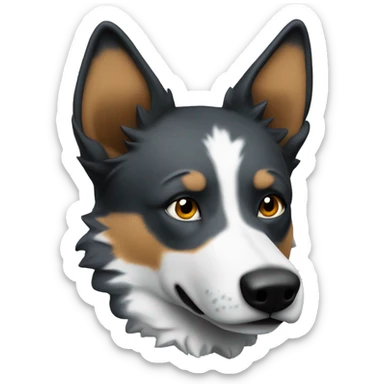 original wolf emoji but as a blue heeler fcing front  sticker