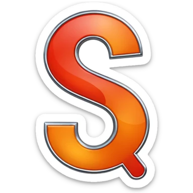 red-and-orange colored question mark with the chrome effect sticker