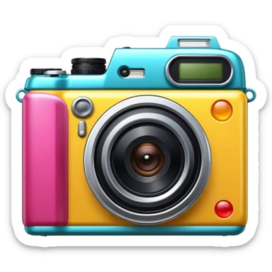 Transform this into a stylized 3D emoji-style icon of a retro [Fujifilm FinePix F30] sticker