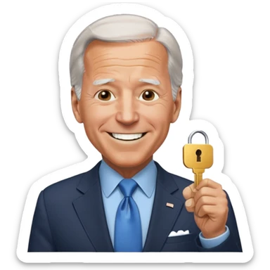 Joe Biden with keys to a new house sticker