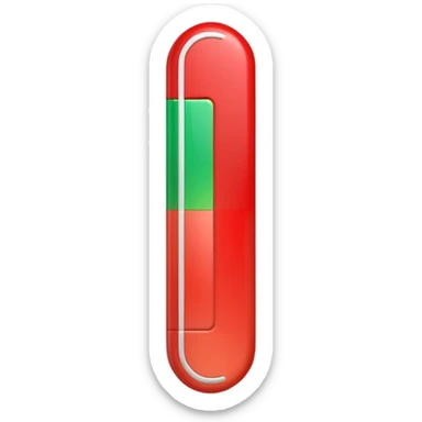 A vertical capsule-shaped progress bar with a color gradient from green at the bottom to red at the top. The bar is divided into segments by thin lines, with bold, outlined numbers scaling upward next to it. The very top segment is marked with a white question mark." sticker