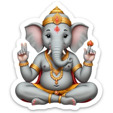 do a elefant ganesha, sitting pose, with one hand up with the middle finger up  sticker