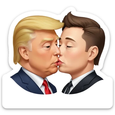 Donald Trump and Elon Musk kissing sticker