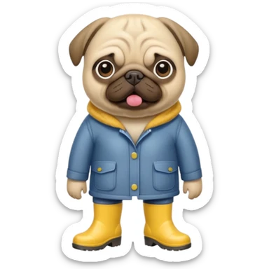 pug with rainboots sticker