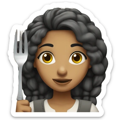 A Moroccan girl with a fork sticker