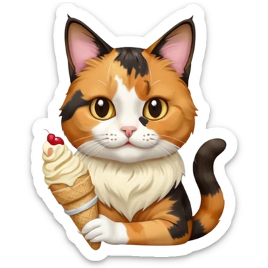 Cat with a ice cream and waching an Ipad sticker