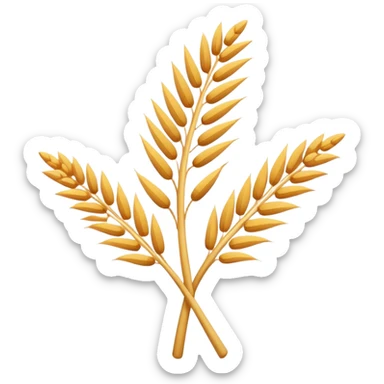 Minimalist emoji-style icon representing celiac disease: a golden wheat stalk with a bold red ‘no’ cross on top, flat design, clean lines, simple shapes, high contrast, centered on a transparent or white background, friendly but clear medical symbol, vector-style, smooth edges. sticker