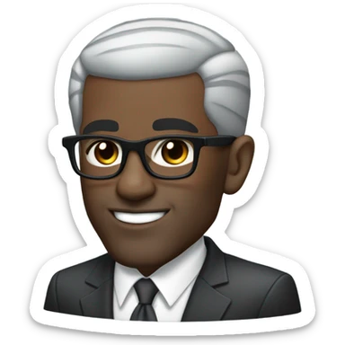 deon sanders with round face and suit and glasses and buzz cut and small eyes and over 50 small gray bearded receding hairline and small black eyes sticker