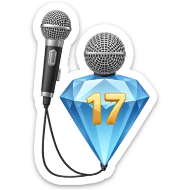 I want these emojis 💎🎤 in one frame with the number 17 I don't want a girl or boy in the pictures. sticker