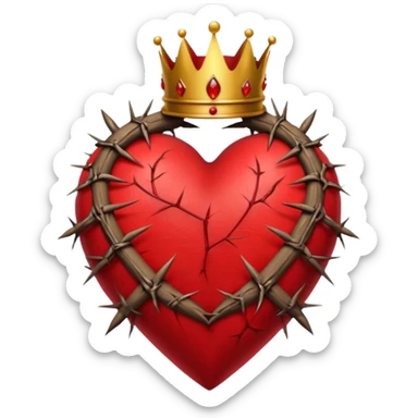 Create heart shape and in the vertical midway create that crown thonrs like in the Jesus head  sticker