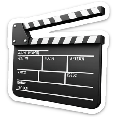 ultra simplified movie clapper with rectangular shapes at 45 degree angle, stripped of all details, pure geometric sticker
