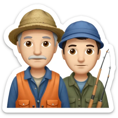 2 pescadores uno mayor y el otro joven, piel clara y pelo oscuro sticker