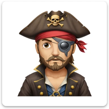 pirate with eye sailing a ship in strom sea background sticker