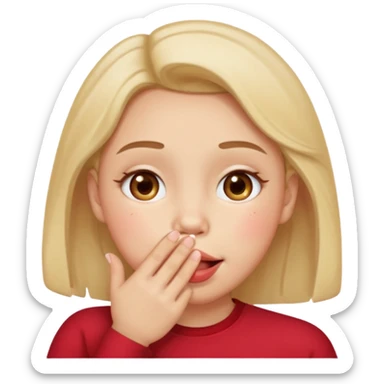 Hand over mouth with blushed cheeks more redness on cheek and smiling  sticker