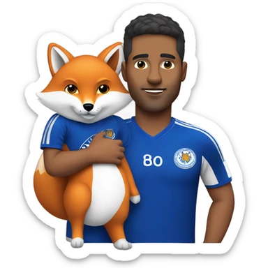 Leceister football supporter with fox on shoulder sticker