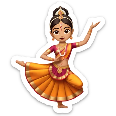 cinematic-realistic-bharatanatyam-dance-emoji,-depicted-as-an-elegant-classical-indian-dance-performance-with-graceful-poses,-intricate-costumes,-and-expressive-hand-gestures,-rendered-with-rich-textures-and-warm-dramatic-lighting, single dancer sticker