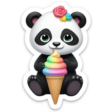 Panda eating ice cream in a black dress sticker