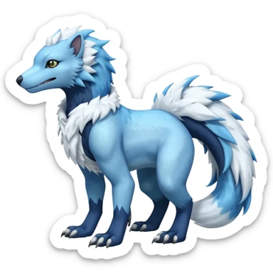 Icy scarf-covered glacial glistening glossy smooth soft flaky scaly furry hyper-realistic boreal Lunaray-Manectric-Absol-Luxray-Sergal-Fakémon-fusion-animal-creature, full body  sticker