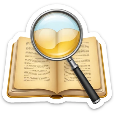Magnifying glass with a book sticker