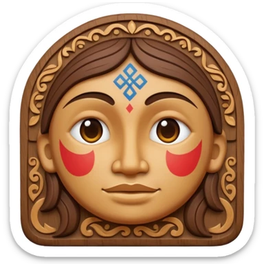 ancient Slavic idol, carved wood look, emoji style sticker
