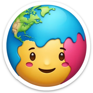 3D planet emoji in Apple emoji style, smooth rounded shape, glossy surface, soft lighting, minimal design, vibrant colors, dark background, clean and cute emoji look, high resolution. sticker