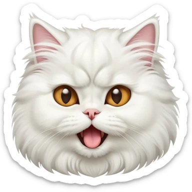 cinematic-adorable-big-eyed-fluffy-solid white-persian-cat-portrait-emoji,-head-tilted-playfully-with-a-cute,-exaggerated-yawn,-fluffy-solid white,-simplified-yet-irresistibly-cute-features sticker