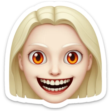 A emoji in which there is a deadly smile like toji from jujutsu kaisen and he is looking towards me scary way sticker