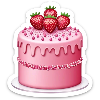 Strawberry cake with red heart sprinkles and pink crystal sprinkles  sticker
