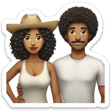 Mexican man and Afro Latina women couple pair young 20’s sticker