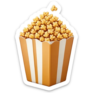 minimalist caramel popcorn in a plain package, golden brown caramel color, extremely simple design, no text, glossy iOS emoji style sticker