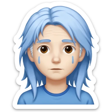 He was born with fair skin and slightly long white and blue hair. sticker