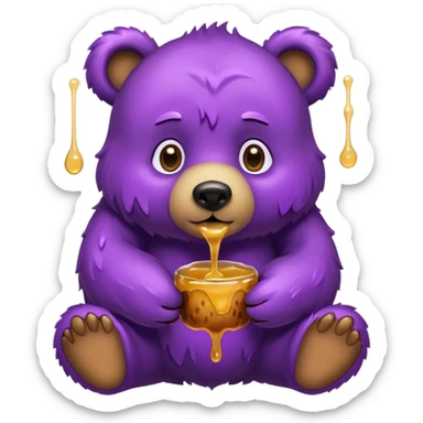 bear with purple honey sticker