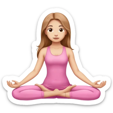Pink dressed long light brown girl doing yoga  sticker