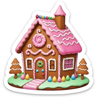 Gingerbread house pink sticker