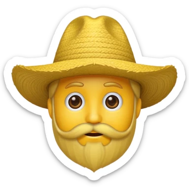 Un emojis amarillo con sombrero y barba sticker