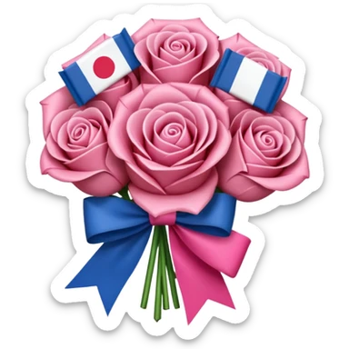 SPAM MEAT rose bouquet wrapped in french flag bow sticker