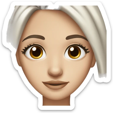 skinny white girl with brown dark hair and brown eyes with eyeliner and long lashes sticker