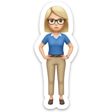 full body angry female teacher with hands on hips sticker