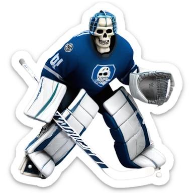 Skeleton hockey goalie mash-up sticker
