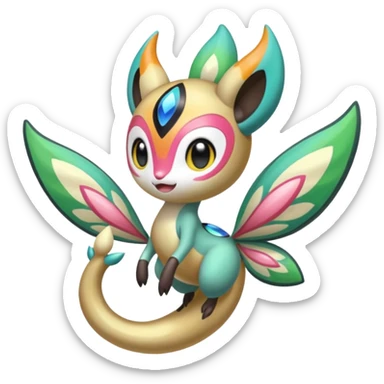 Colorful Exotic Meloetta-Vibrava-Amaura-Vernid-Trico-Kirby-Fakémon-creature-hybrid sticker