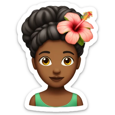 Girl with an hibiscus flower in her hair  sticker