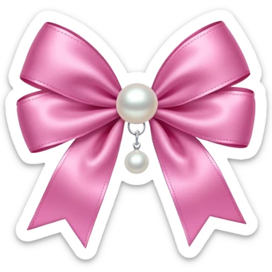 Pink bow with hanging pearl sticker