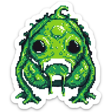 classic green blob slime monster sticker