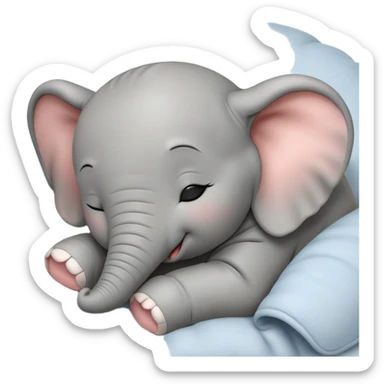 meme-worthy-cute-sleeping-baby-elephant-portrait-emoji,-head-resting-peacefully-with-a-contented-smile,-showcasing-a-delightfully-tiny-build-and-a-luxuriously-soft-gray-hide,-eyes-shut-in-a-serene,-restful-nap,-simplified sticker